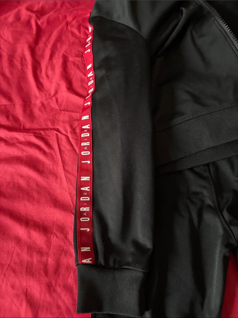 Jordan Black Jogging Set with Red and White Accents